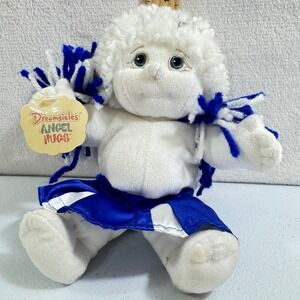 1999 Dreamsicles Angel Hugs Plush‎ Cheerleader Doll White Blue Pom Poms
